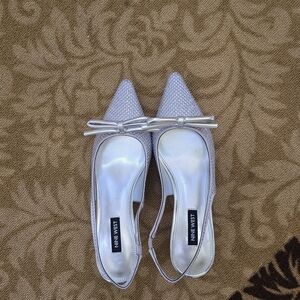 Nine West Crystal Bow Kitten Slingbacks